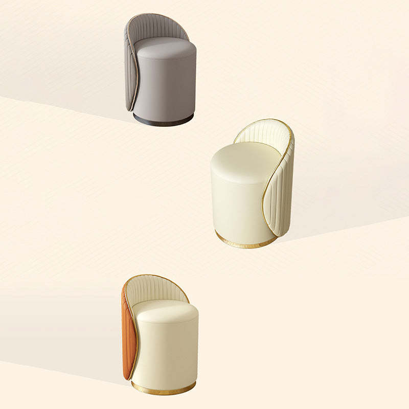 Minimalist Cylinder Iron Leather Vanity Stool