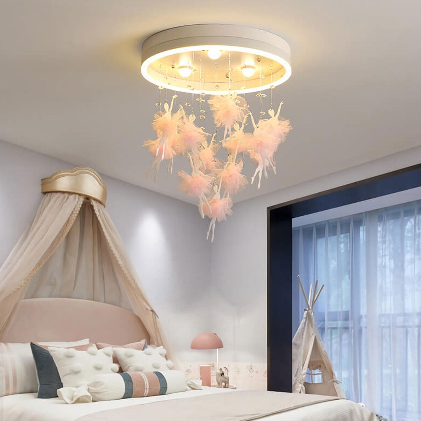 Bird cartoon iron flush mount lighting for bedroom — Small (12"H / Warm White (3000K) / Bird & White