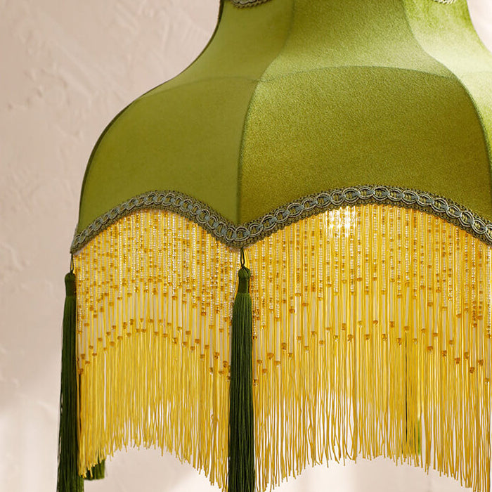 French Vintage Fabric Tassel Brass Pendant Light