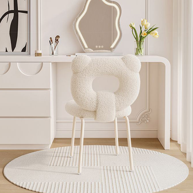 Minimalist Bear Lambswool Fabric Vanity Stool