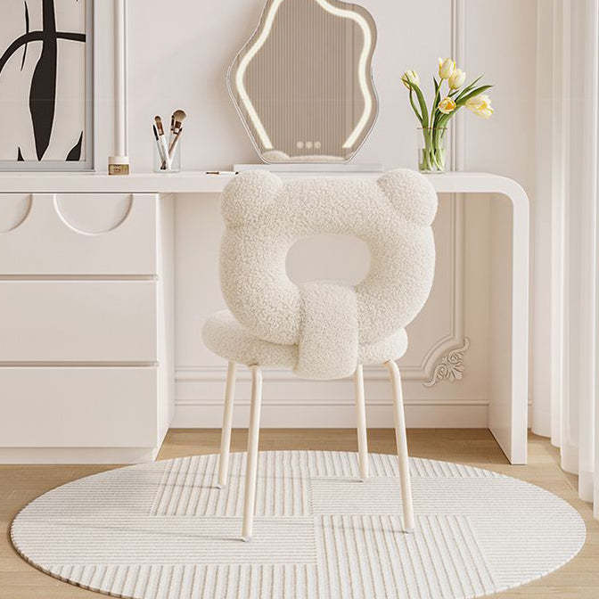 Minimalist Bear Lambswool Fabric Vanity Stool