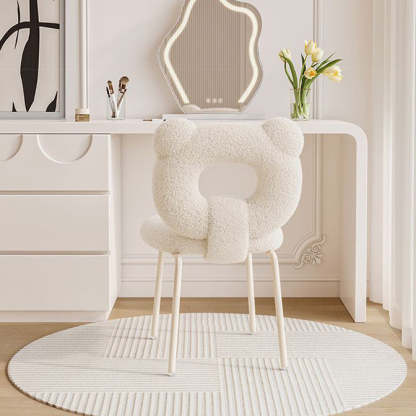 Minimalist Bear Lambswool Fabric Vanity Stool