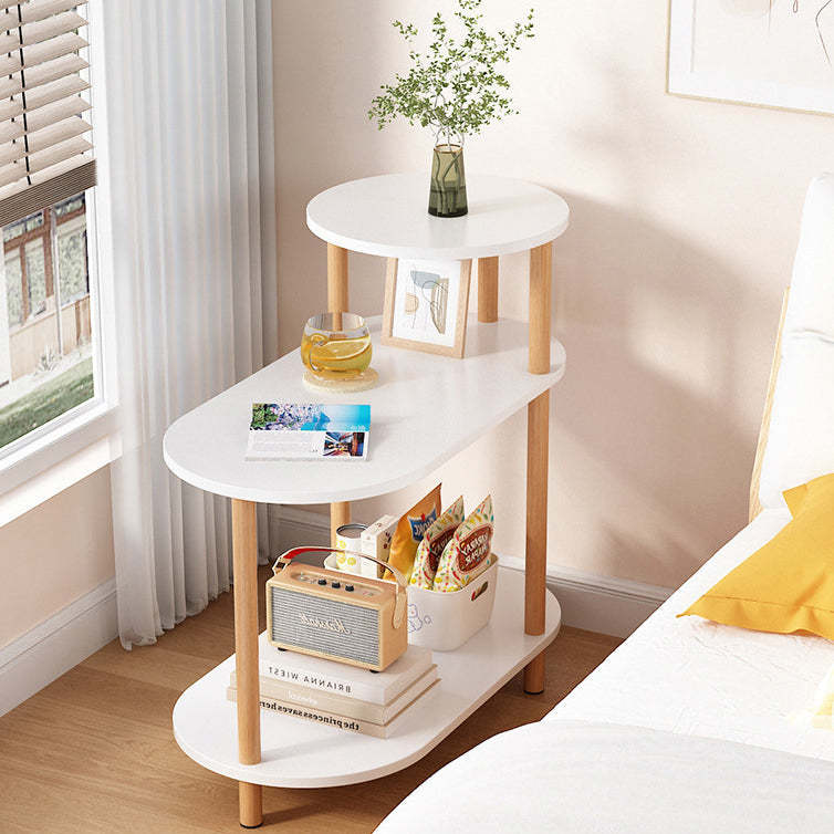 Minimalist Oval Solid Wood 3-Tier End Table