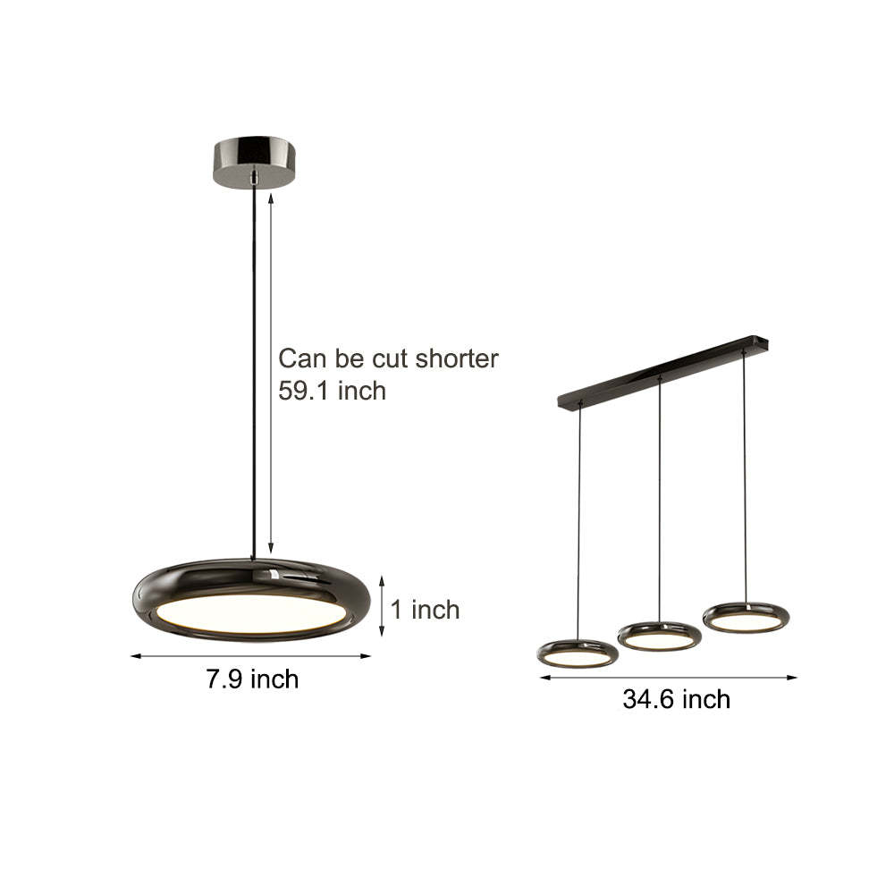Modern Black Chrome Metallic LED Pendant Light