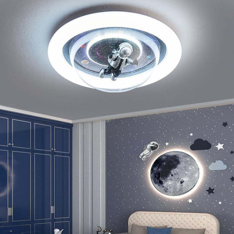 Cartoon Planet Resin Astronaut Acrylic LED Kids Flush Light