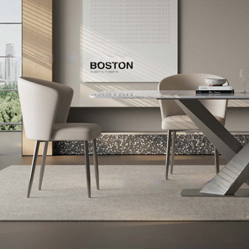 Upholstered Leather Steel Dining Chair
