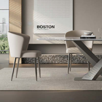 Upholstered Leather Steel Dining Chair
