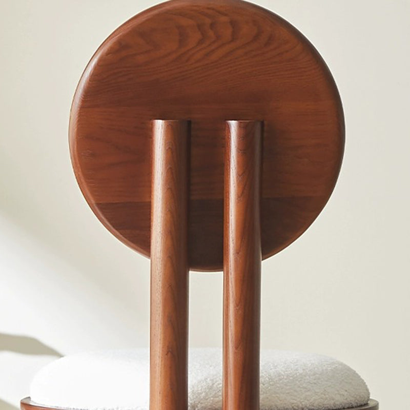 Vintage Lambswool Wood Round Dining Chair