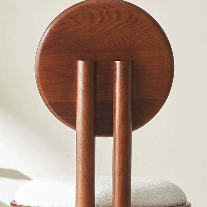 Vintage Lambswool Wood Round Dining Chair