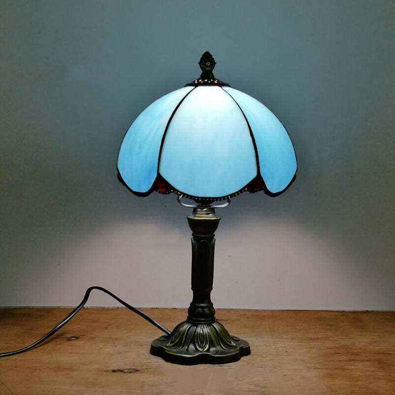 European Tiffany Blue Glass Petal Lamp