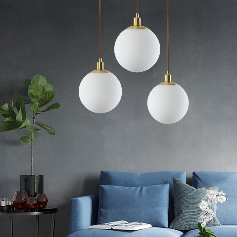 Nordic Minimalist Milky Glass Ball Pendant Light