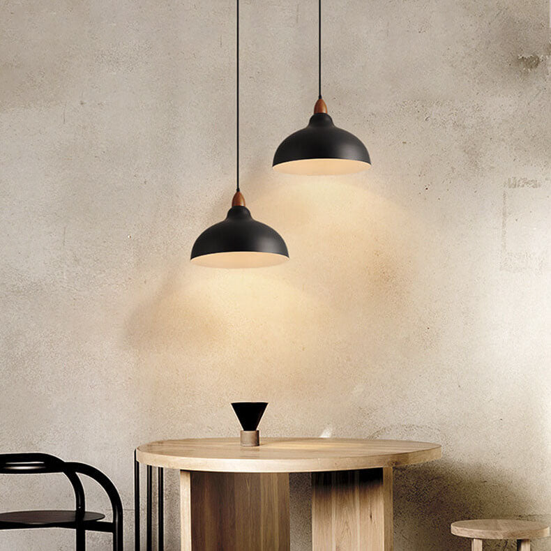 Japanese dome top pendant lighting in iron — Matte Black / White / 220V-240V (UK/AU)