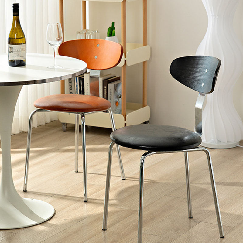 Minimalist Round Wood Iron Dining Chair