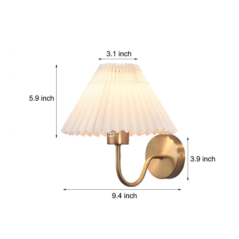 Vintage 1-Light Dimmable Metallic Pleated Fabric Sconce