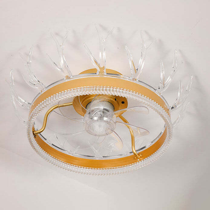 Modern Golden Antler Mount Ceiling Fan Light