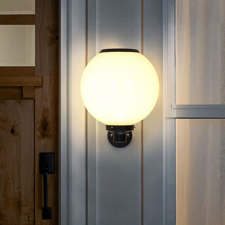 Modern Outdoor Solar Round Ball LED Wall Sconce