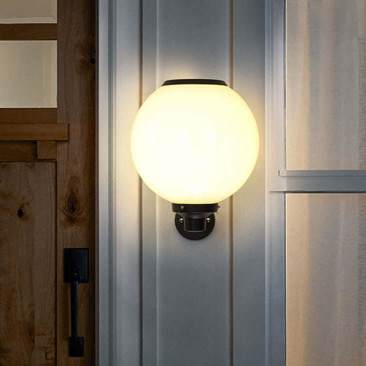 Modern Outdoor Solar Round Ball LED Wall Sconce