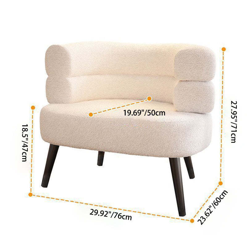 Nordic Round Lambswool Upholstered Vanity Stool — Light Gray