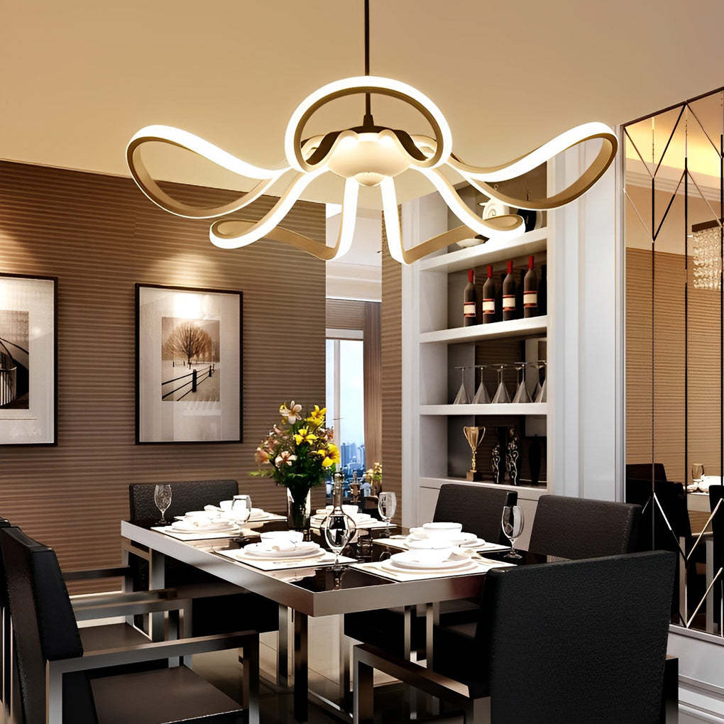 Curved Flower Petal Dimmable Nordic LED Chandelier