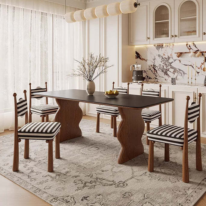 French Zebra-Print Fabric Ash Wood Dining Chair
