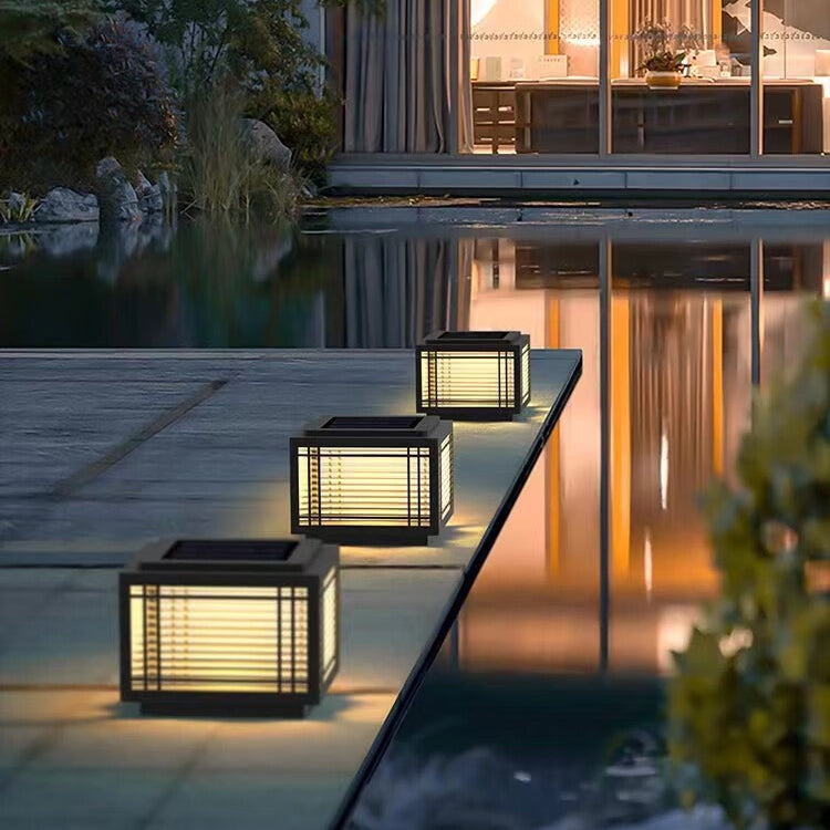 Chinese Square Aluminum Glass Post Light
