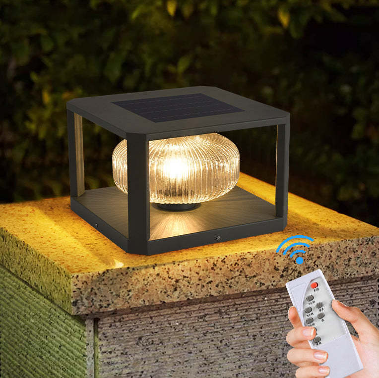 Modern Solar Stainless Steel Glass Cube Ball Landscape Light
