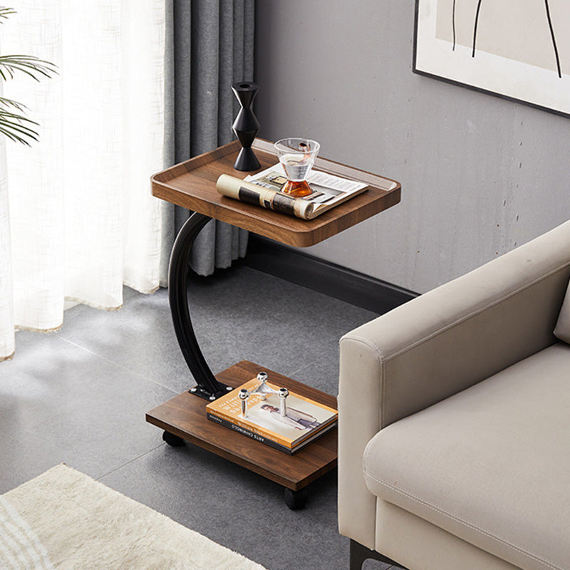 Minimalist Artificial Plate Metal 2-Tier Coffee Table — Rectangular