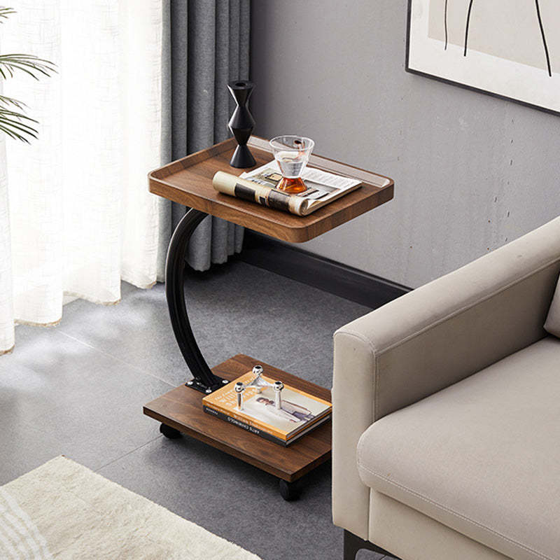 Minimalist Artificial Plate Metal 2-Tier Coffee Table — Rectangular