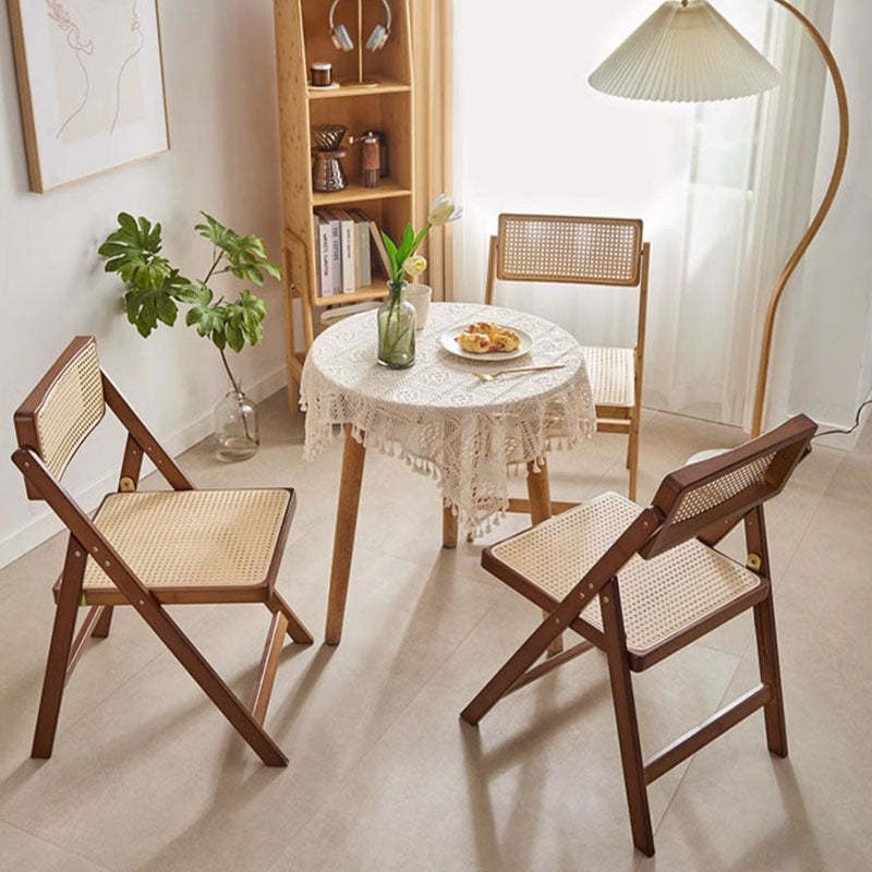 Minimalist Foldable Rattan Wood Dining Chair