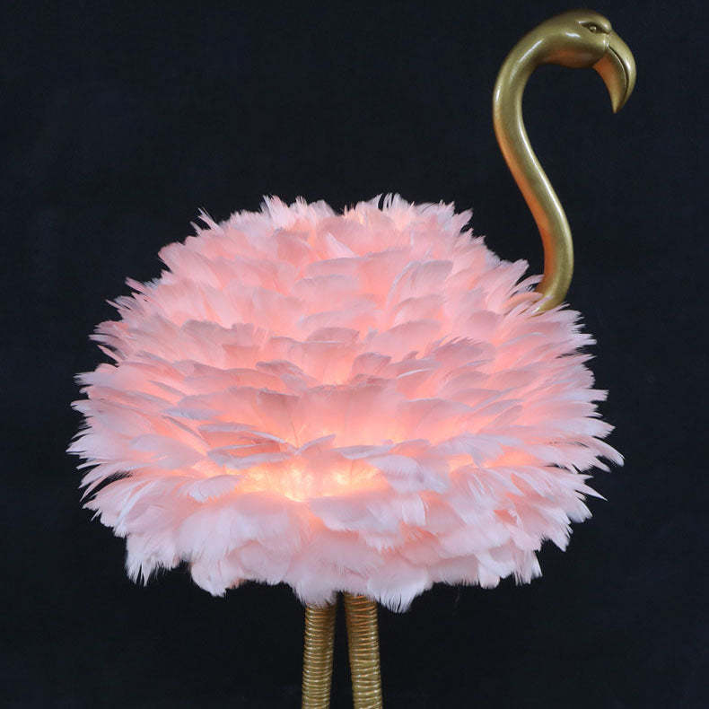 Nordic Goose Feather Metal Flamingo Ball Table Lamp