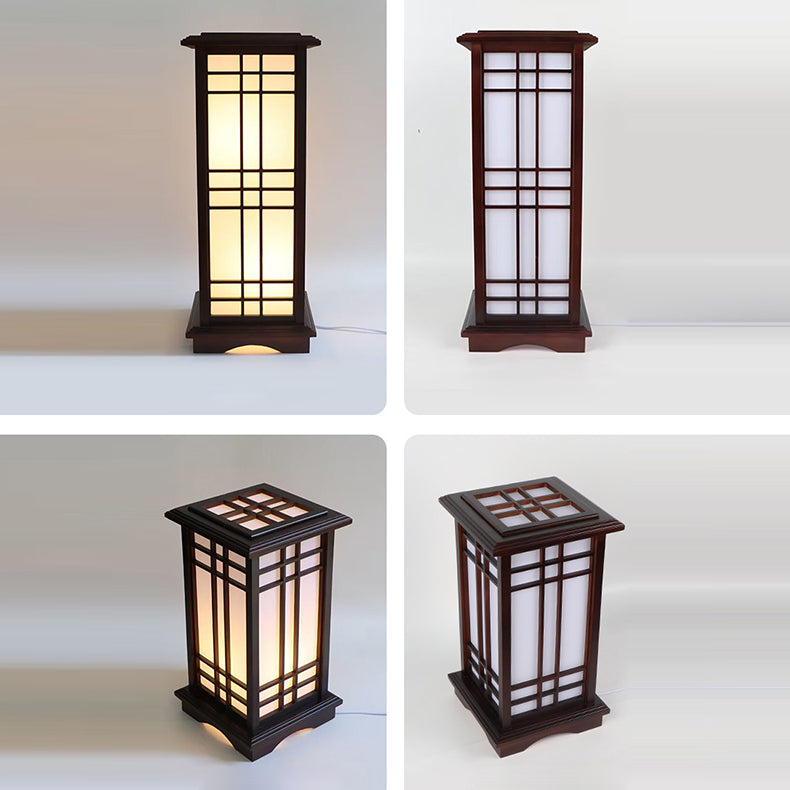 Chinese Rectangular Parchment Wood Floor Lamp