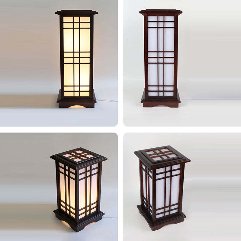Chinese Rectangular Parchment Wood Floor Lamp