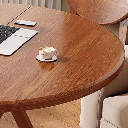 Scandinavian Round Wood 4-Seat Dining Table — Original Wood Color