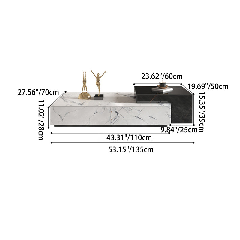 Minimalist Rectangular Rock Plate Wood Coffee Table — Without Drawers / E