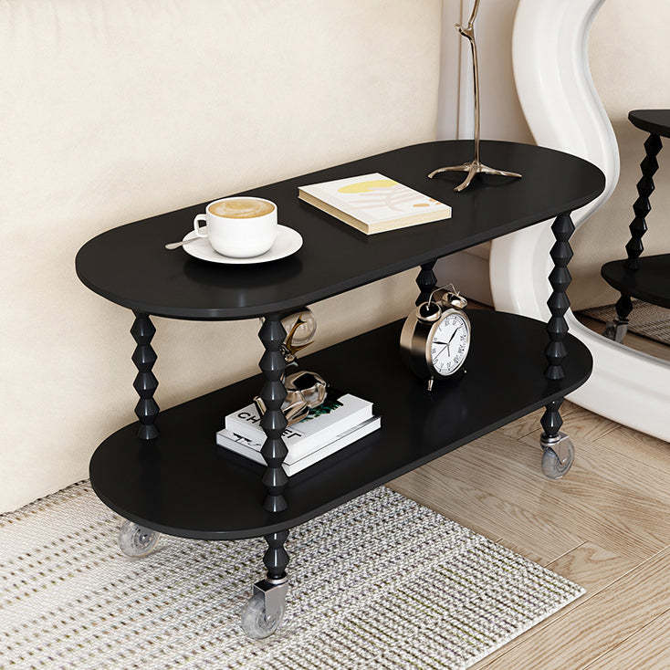Vintage Oval Wood Plastic 2-Tier Side Table