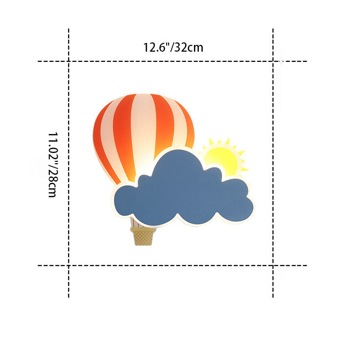 Kids Hot Air Balloon Cloud Iron Acrylic LED Wall Sconce — Sun / White Light (5000K) / 220V-240V For UK/AU