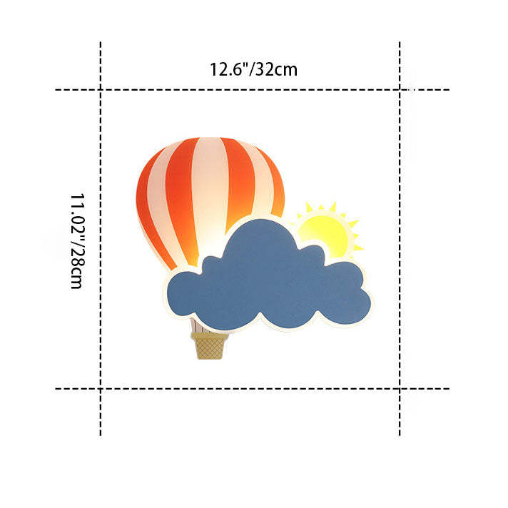 Kids Hot Air Balloon Cloud Iron Acrylic LED Wall Sconce — Sun / White Light (5000K) / 220V-240V For UK/AU