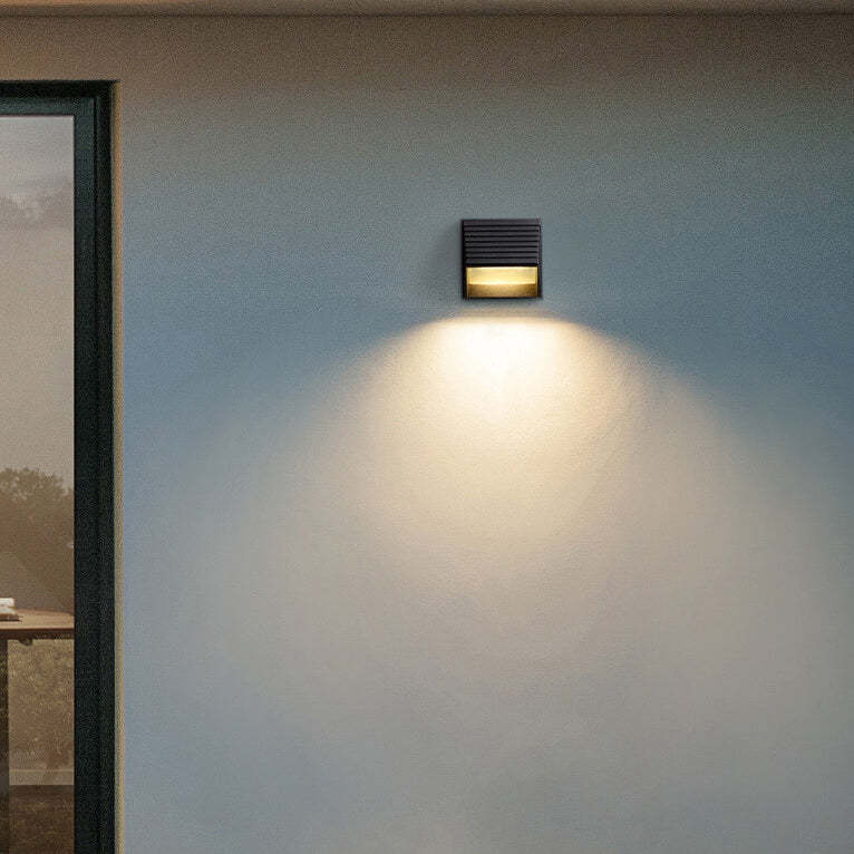 Outdoor Striped Trapezoidal LED Patio Wall Sconce