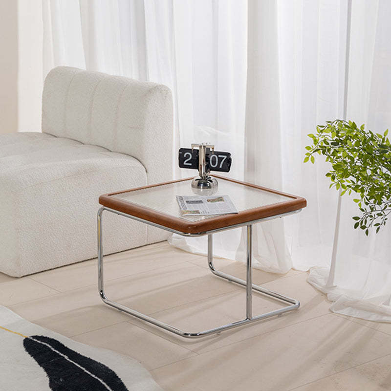 Lighom traditional 4-leg square glass rattan wood coffee tables