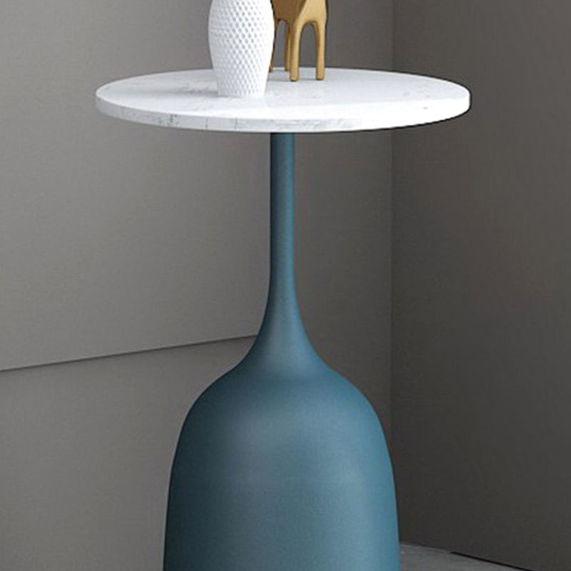 Scandinavian Metal Iron Marble End Table — Blue Frame & Black Table Top - Marble