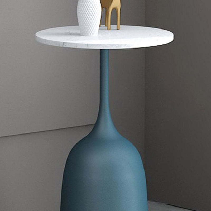 Scandinavian Metal Iron Marble End Table — Blue Frame & Black Table Top - Marble