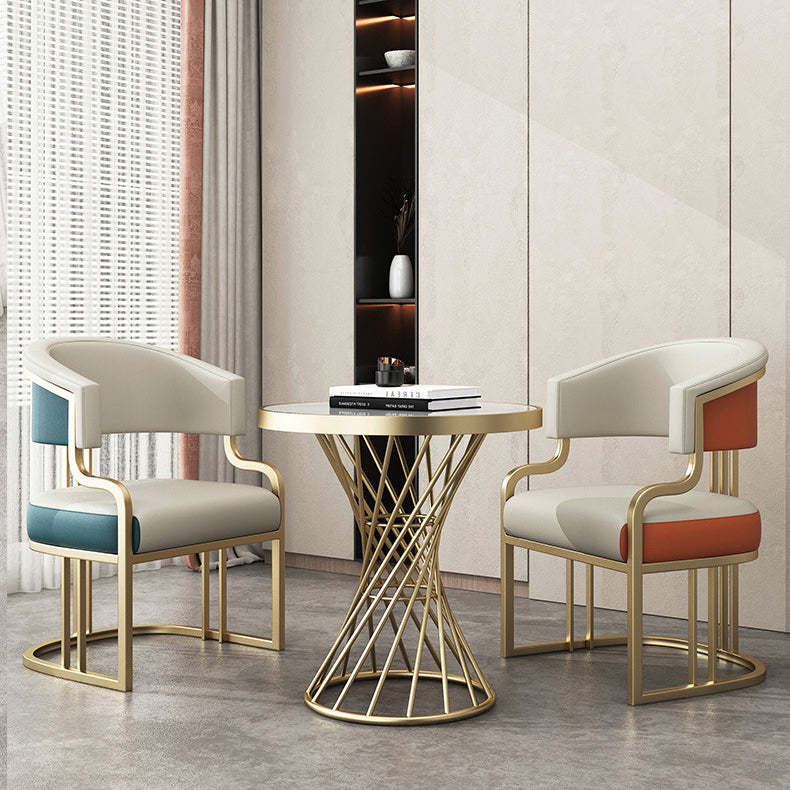 Modern Arch Leather Iron Dining Chair — Normal - Skin Color