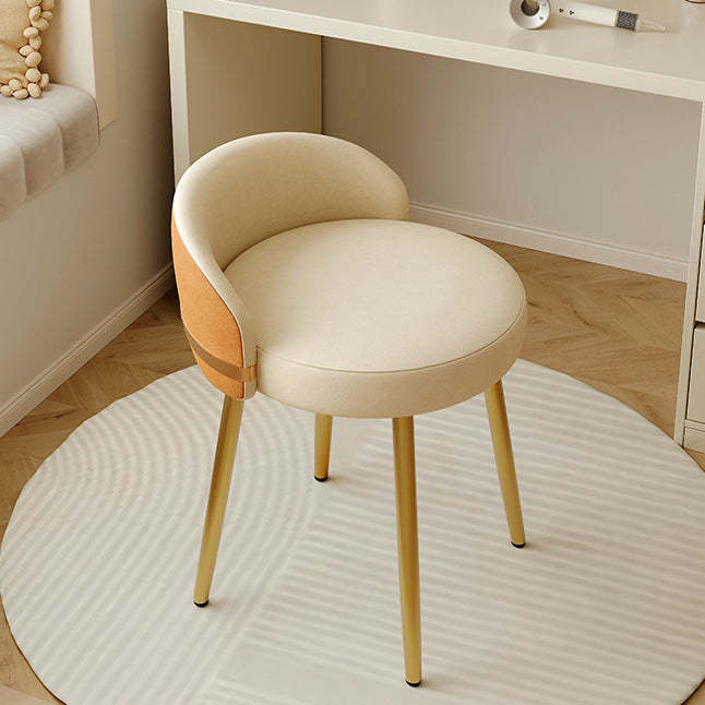 Scandinavian Round Leather Swivel Vanity Stool