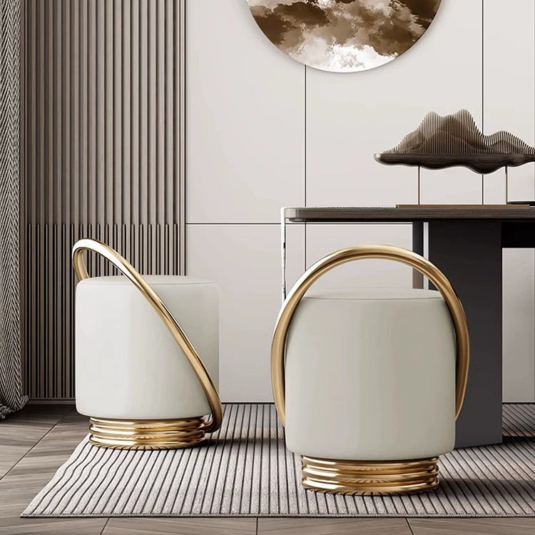 Contemporary Microfiber Leather Cylinder Vanity Stool