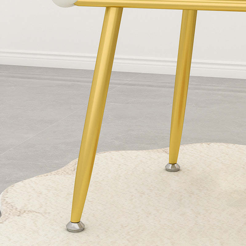 Scandinavian Curved Velvet Tufted Vanity Stool — Without Pillow / Latex / Pink