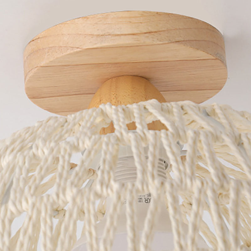 Japanese Solid Wood 1-Light Ceiling Light