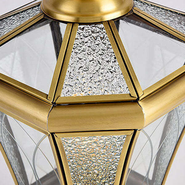 European Outdoor Glass Copper Lantern Lawn Light