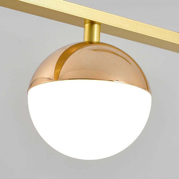 Modern Long Strip Round Globe LED Island Chandelier