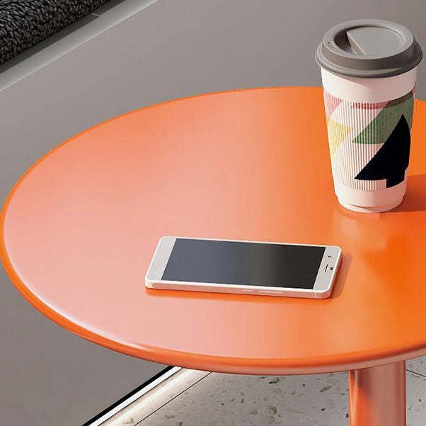 Minimalist Round Metal End Table — Red