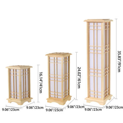 Japanese Wood Acrylic Pillar Rectangular Floor Lamp — 220V-240V For UK/AU